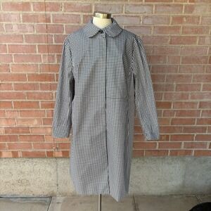 Anne Klein Gingham Trench Coat Women's 18W black White Checkered Raincoat NWT